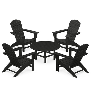 POLYWOOD Nautical 5-Piece Adirondack Chair Conversation Set - Black